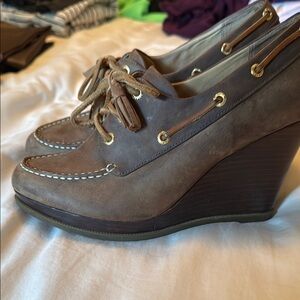 Brown Wedge Boat Shoes